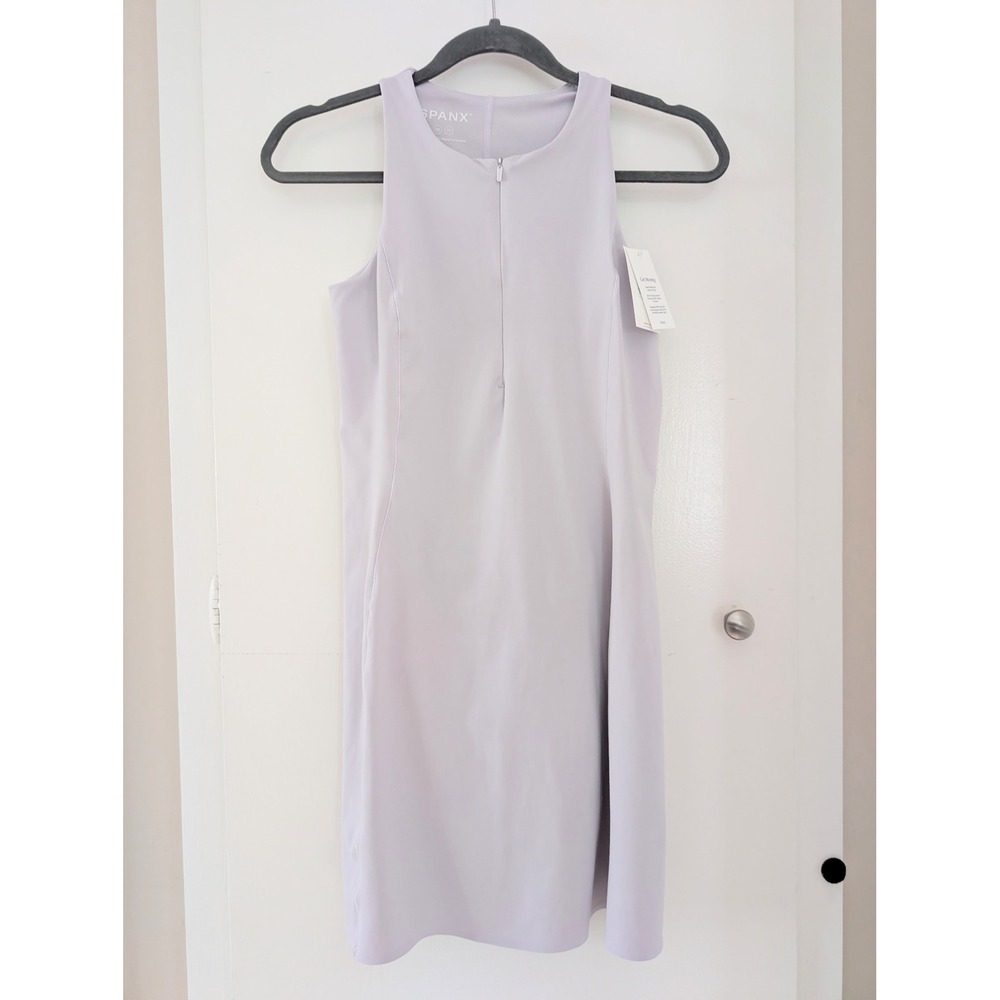Spanx Get Moving Zip Front Racerback Dress Violet Air XS Built In Shorts Active